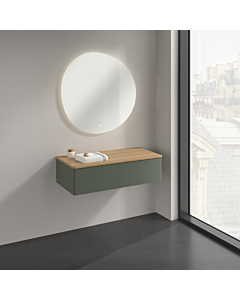 Buffet Villeroy &amp; Boch Antao K40001HL 100 x 26,8 x 50 cm, plan vasque couleur chêne miel, laque mate vert feuille