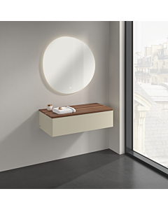 Buffet Villeroy &amp; Boch Antao K40002HJ 100 x 26,8 x 50 cm, plan vasque couleur noyer chaud, laque mate gris soie