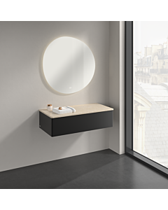 Buffet Villeroy &amp; Boch Antao K40003PD 100 x 26,8 x 50 cm, plan vasque couleur Botticino, laque noire mate
