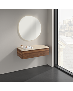 Buffet Villeroy &amp; Boch Antao K40103HM 100 x 26,8 x 50 cm, plan vasque couleur Botticino, noyer chaud