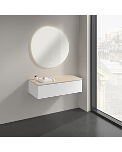 Buffet Villeroy &amp; Boch Antao K40103MT 100 x 26,8 x 50 cm, plan vasque couleur Botticino, laque blanche mate