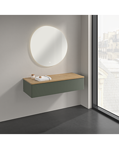 Buffet Villeroy &amp; Boch Antao K41101HL 120 x 26,8 x 50 cm, plan vasque couleur chêne miel, laque mate vert feuille