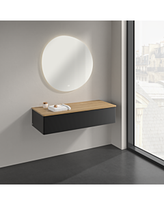 Buffet Villeroy &amp; Boch Antao K41101PD 120 x 26,8 x 50 cm, plan vasque couleur chêne miel, laque noire mate