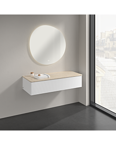 Buffet Villeroy &amp; Boch Antao K41103MT 120 x 26,8 x 50 cm, plan vasque couleur Botticino, laque blanche mate