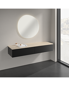 Villeroy und Boch Antao Sideboard K42003PD 160x26,8x50cm, Waschbeckenplattenfarbe botticino, black matt lacquer