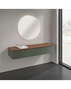 Villeroy &amp; Boch Antao Sideboard K42102HL 160x26.8x50cm, washbasin top color warm walnut, leaf green matt lacquer