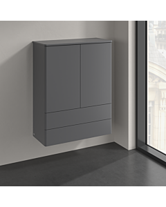 Villeroy und Boch Antao Highboard K47000GK 2 Türen, 814 x 1039 x 356 mm, Front ohne Struktur, Anthracite Matt Lacquer / Anthracite Matt Lacquer
