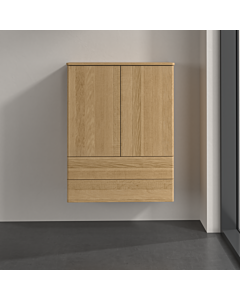 Villeroy und Boch Antao Highboard K47000HN 2 Türen, 814 x 1039 x 356 mm, Front ohne Struktur, Honey Oak / Honey Oak