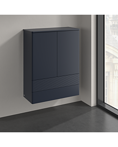 Villeroy and Boch Antao highboard K47100HG 2 doors, 814 x 1039 x 356 mm, front with structure, Midnight Blue Matt Lacquer / Midnight Blue Matt Lacquer
