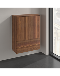 Villeroy &amp; Boch Antao Highboard K47100HM, 2 doors, 814 x 1039 x 356 mm, textured front, Warm Walnut / Warm Walnut