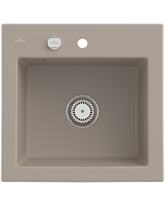 Villeroy und Boch Subway 50 S built-in sink 331502AM with drain fitting, eccentric operation, 525 x 510 mm, almond CeramicPlus
