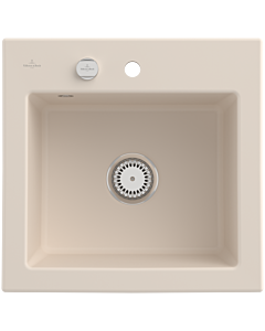 Villeroy und Boch Subway 50 S Einbauspüle 331502FU mit Ablaufgarnitur, Excenterbetätigung, 525 x 510 mm, ivory CeramicPlus