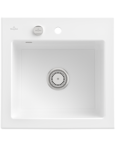 Villeroy und Boch Subway 50 S évier encastrable 331502KG avec garniture de vidage , commande excentrique, 525 x 510 mm, blanc neige CeramicPlus
