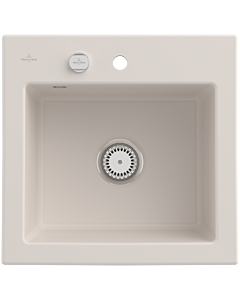 Villeroy und Boch Subway 50 S évier encastrable 331502KR avec garniture de vidage , commande excentrique, 525 x 510 mm, crema CeramicPlus