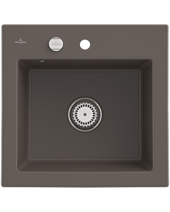 Villeroy und Boch Subway 50 S évier à encastrer 331502TR avec garniture de vidage , commande excentrique, 525 x 510 mm, bois CeramicPlus