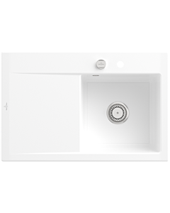 Villeroy und Boch Subway Évier encastrable Style 45 334702KG à droite, avec garniture de vidage , blanc neige CeramicPlus, 78 x 51 cm