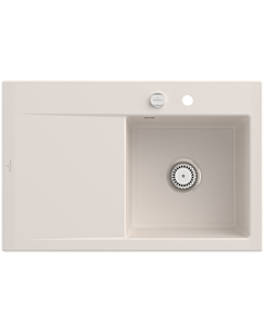 Villeroy und Boch Subway Style 45 Einbauspüle 334702KR rechts, mit Ablaufgarnitur, crema CeramicPlus, 78 x 51 cm