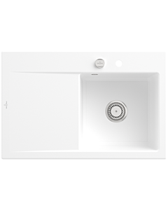 Villeroy und Boch Subway Style 45 Einbauspüle 334702RW rechts, mit Ablaufgarnitur, stone white CeramicPlus, 78 x 51 cm