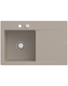 Villeroy und Boch Subway Style 45 Flat Einbauspüle 334802AM links, mit Ablaufgarnitur, Excenterbetätigung, almond CeramicPlus, 78 x 51 cm