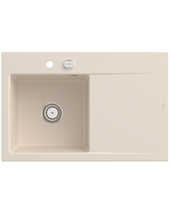Villeroy und Boch Subway Style 45 Évier plat encastrable 334802FU gauche, avec garniture de vidage , ivoire CeramicPlus, 78 x 51 cm
