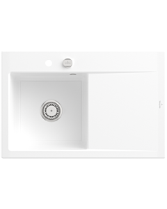 Villeroy und Boch Subway Style 45 Flat built-in sink 334802KG left, with drain fitting, snow white CeramicPlus, 78 x 51 cm