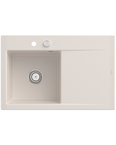Villeroy und Boch Subway Style 45 Flat built-in sink 334802KR left, with drain fitting, crema CeramicPlus, 78 x 51 cm