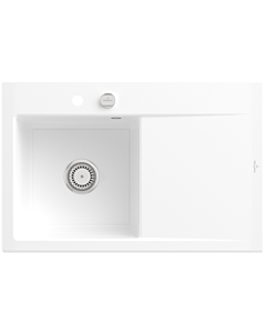 Villeroy und Boch Subway Style 45 Flat Einbauspüle 334802R1 links, mit Ablaufgarnitur, weiß alpin CeramicPlus, 78 x 51 cm