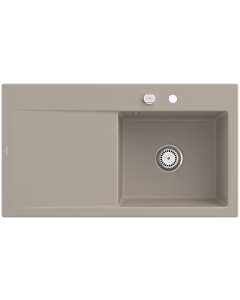 Villeroy und Boch Subway Style 50 built-in sink 335102AM right, with waste set, pop-up waste, 900 x 510 mm, almond CeramicPlus