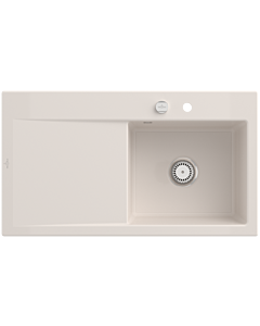 Villeroy und Boch Subway Style 50 built-in sink 335102KR right, with waste set, pop-up waste, 900 x 510 mm, crema CeramicPlus