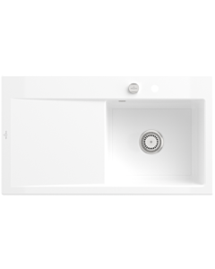 Villeroy und Boch Subway Style 50 built-in sink 335102R1 basin right, 900 x 510 mm, waste set with eccentric operation, white