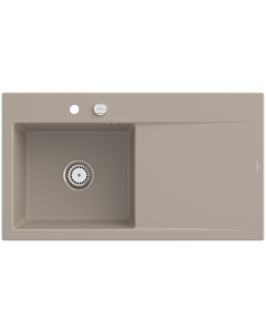 Villeroy und Boch Subway Style 50 Einbauspüle 335202AM links, mit Ablaufgarnitur, 900 x 510 mm, Excenterbetätigung, almond CeramicPlus