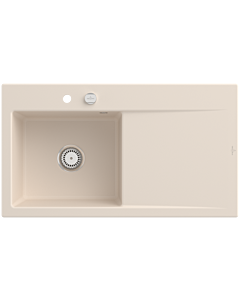 Villeroy und Boch Subway Style 50 Einbauspüle 335202FU links, mit Ablaufgarnitur, 900 x 510 mm, Excenterbetätigung, ivory CeramicPlus