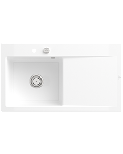 Évier encastrable Style 50 Villeroy und Boch Subway 335202KG à gauche, avec garniture de vidage , 900 x 510 mm, vidage automatique, blanc neige CeramicPlus