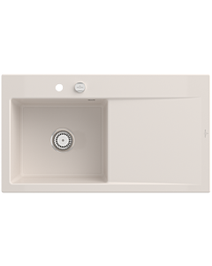 Villeroy und Boch Subway Style 50 Einbauspüle 335202KR links, mit Ablaufgarnitur, 900 x 510 mm, Excenterbetätigung, crema CeramicPlus