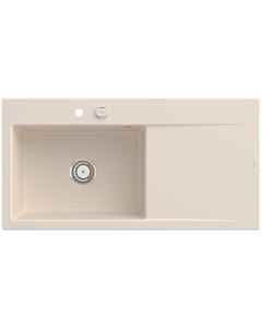Villeroy und Boch Subway Évier à encastrer Style 60 336202FU vasque à gauche, garniture de vidange avec commande excentrique, 1000 x 510 mm, Ivoire