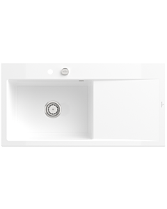 Villeroy und Boch Subway Évier encastrable Style 60 336202KG vasque à gauche, garniture de vidange avec commande excentrique, 1000 x 510 mm, Snow White