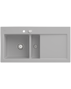 Villeroy und Boch Subway 60 Built-in sink 677002SM left, with drain fitting, eccentric operation, 1000 x 510 mm, steam CeramicPlus