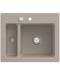 Villeroy und Boch Subway 60 XM Einbauspüle 678002AM mit Ablaufgarnitur, Excenterbetätigung, 620 x 510 mm, almond CeramicPlus