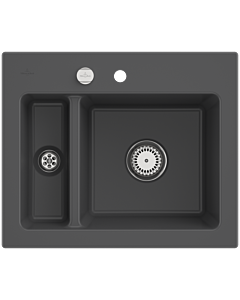 Villeroy und Boch Subway 60 XM évier encastrable 678002i4 avec garniture de vidage , commande excentrique, 620 x 510 mm, graphite CeramicPlus
