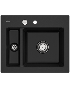 Villeroy und Boch Subway 60 XM built-in sink 678002J0 with drain fitting, eccentric operation, 620 x 510 mm, chromite CeramicPlus