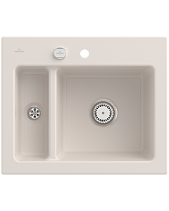 Villeroy und Boch Subway 60 XM Einbauspüle 678002KR mit Ablaufgarnitur, Excenterbetätigung, 620 x 510 mm, crema CeramicPlus