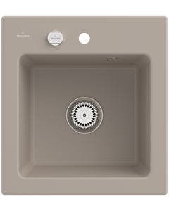 Villeroy und Boch Subway 45 XS Einbauspüle 678102AM mit Ablaufgarnitur und Exzenterbetätigung, 475 x 510 mm, Almond