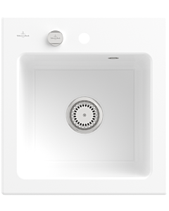 Villeroy & Boch Subway 45 XS évier encastrable 678102R1 avec garniture de vidage et commande excentrique, 475 x 510 mm, blanc Alpin