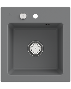 Villeroy & Boch Subway 45 XS évier encastrable 678102SL avec garniture de vidage et commande excentrique, 475 x 510 mm, Stone