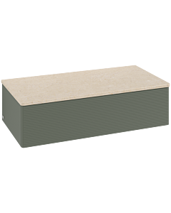 Villeroy und Boch Antao vanity unit L40103HL 100x26.8x50cm, washbasin top color botticino, leaf green matt lacquer