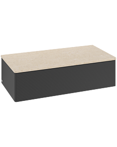 Villeroy und Boch sous vasque Antao L40103PD 100x26,8x50cm, plan vasque couleur botticino, laqué noir mat