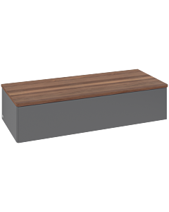 Villeroy und Boch Antao Sideboard L41002GK mit Beleuchtung, 1 Auszug, 1200 x 268 x 500 mm, Front ohne Struktur, Anthracite Matt Lacquer / Warm Walnut