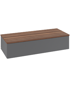 Villeroy &amp; Boch Antao Sideboard L41102GK with lighting, 1 drawer, 1200 x 268 x 500 mm, textured front, Anthracite Matt Lacquer / Warm Walnut