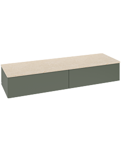 Villeroy und Boch Antao Sideboard L42003HL 160x26,8x50cm, Waschbeckenplattenfarbe botticino, leaf green matt lacquer