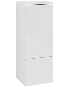 Meuble de hauteur moyenne Villeroy &amp; Boch Antao L43000GF avec éclairage, 1 porte, 414 x 1039 x 356 mm, façade lisse, laque blanche brillante / laque blanche brillante